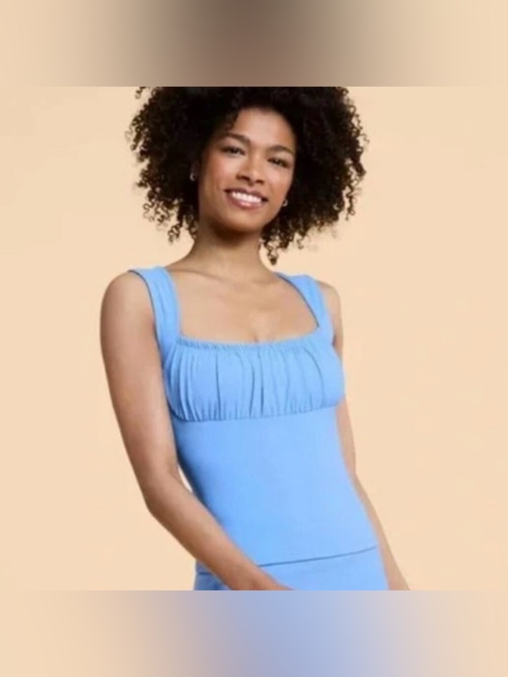 Blogilates Small Cool Blue Bow Back Tank Active Top Yoga Pilates Feminine NWT